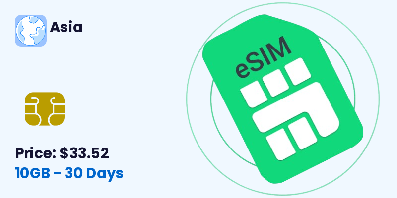 Asia Esim 10 Gb 30 Days