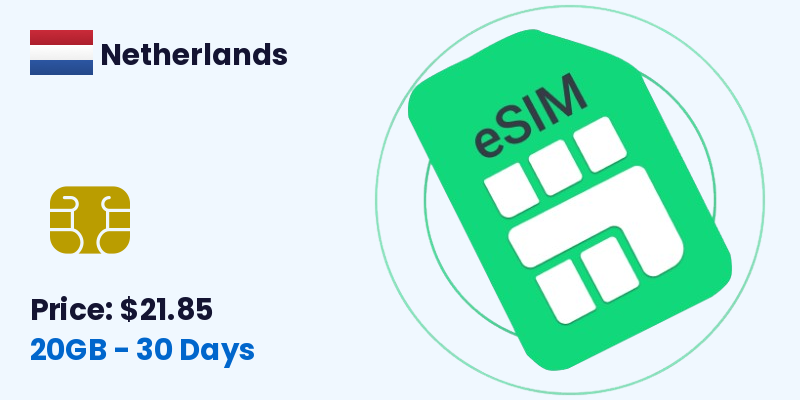 Netherlands Esim 20 Gb 30 Days